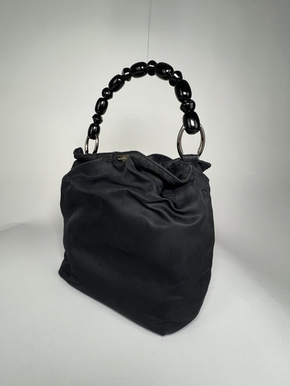 Sac à main Dior Perla Vintage Y2K nylon noir x John Galliano Dior